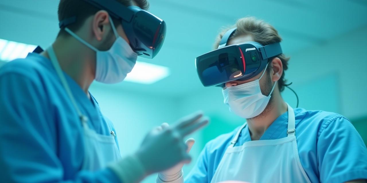 VRゴーグルと触覚グローブを使い、仮想空間で手術トレーニングを行う医師